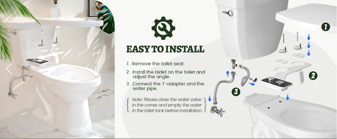 Bidet attachment for toilet, Easy-install bidet kit, Non-electric toilet bidet, Adjustable spray bidet, Universal bidet converter, Affordable toilet attachment, DIY bidet system