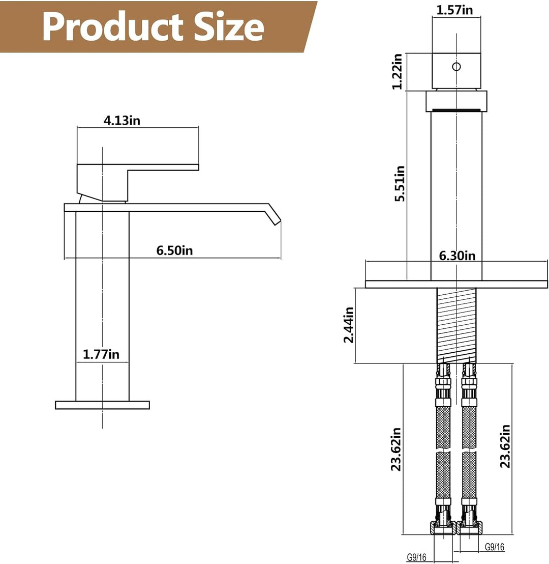 Black Bathroom Faucet Bathroom Taps 1 or 3 Hole Bathroom Sink Faucet Single Handle Washroom Waterfall Faucet with Deck and Pop-Up Drain