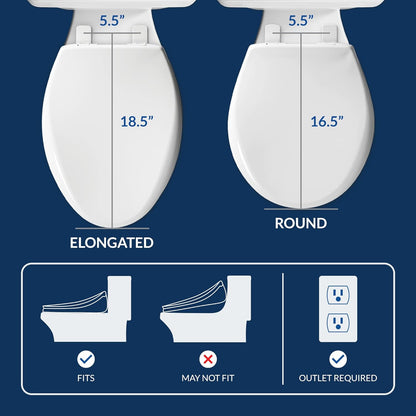 Bio Bidet Slim One Smart Seat for Elongated Toilet with Stainless Steel Self-Cleaning Nozzle, Nightlight, Turbo Wash, Oscillating & Fusion Warm Water Technology, White