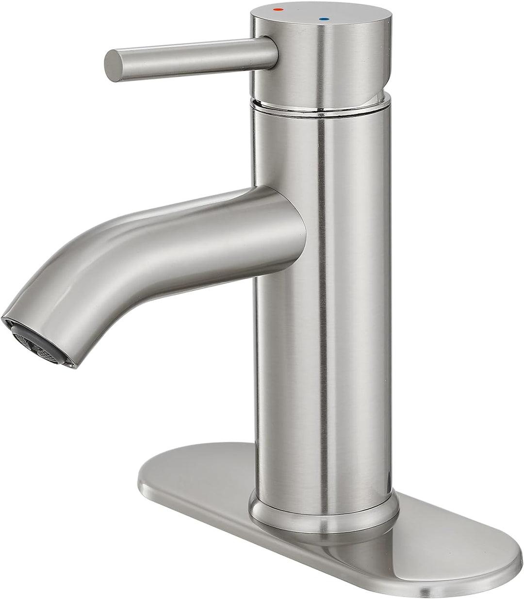 Bathroom Faucet Brushed Nickel One-Handle, Modern One Hole Bathroom Sink Faucet Lavatory Faucet with Deck