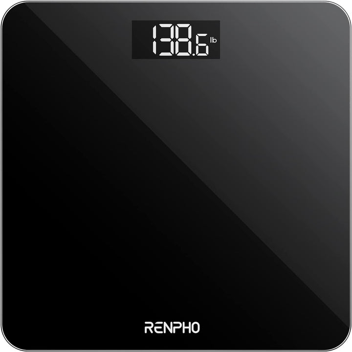 Digital Bathroom Scale, Highly Accurate Body Weight Scale with Lighted LED Display, round Corner Design, 400 Lb, Black-Core 1S