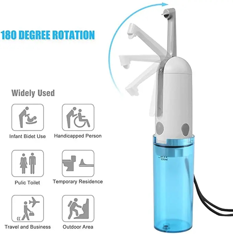 Rechargeable Battery Toilet Handheld Portable Sprayer Personal Bottle Smart Electric Bidet with USB Charger