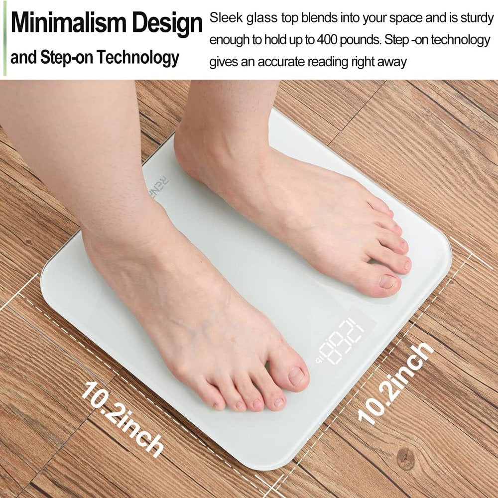 Digital Body Weight Scale, Highly Accurate Scale for Body Weight with LED Display, round Corner Design, Anti-Slip, 400 Lb, White