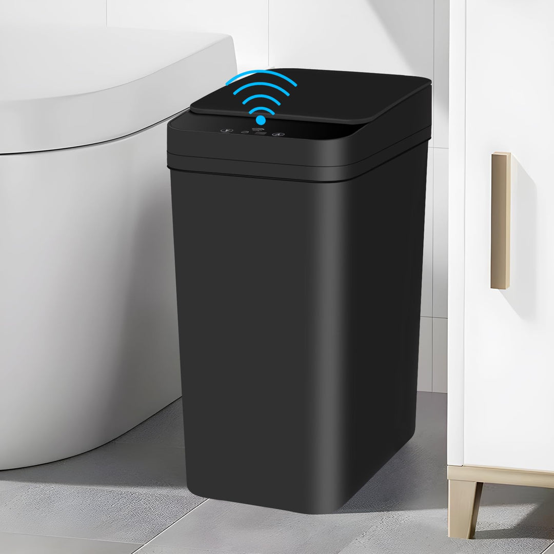 Bathroom Touchless Trash,12L Motion Sensor-Activated Trash Can with Lid,Automatic Kitchen Trash for Office,Living Room,Bedroom
