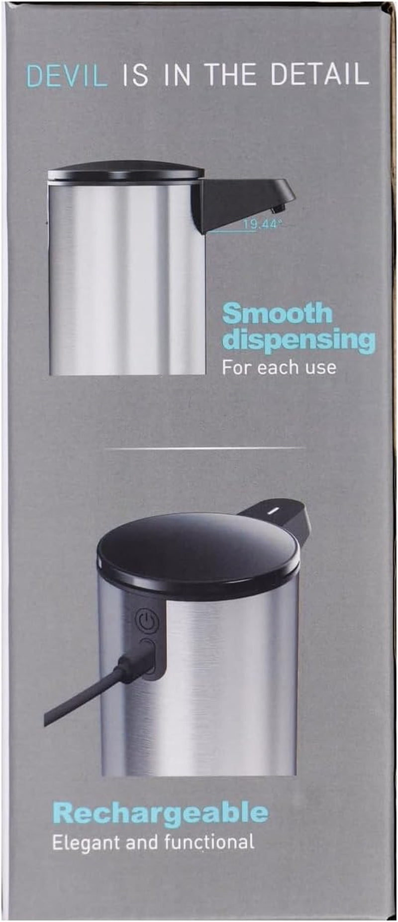 9.5 Oz. Rechargeable Automatic Sensor Liquid Soap Dispenser Pump, Brushed Stainless Steel, Model AK1333