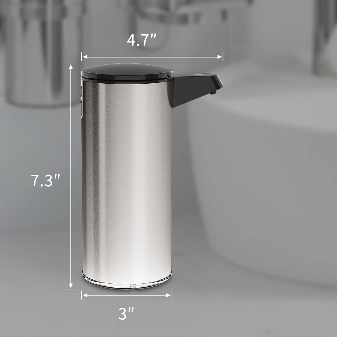 9.5 Oz. Rechargeable Automatic Sensor Liquid Soap Dispenser Pump, Brushed Stainless Steel, Model AK1333