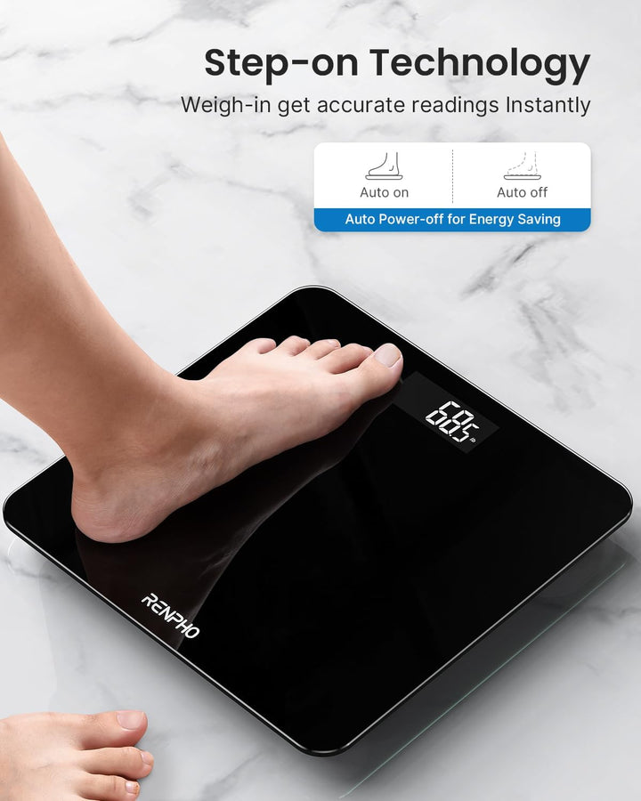 Digital Bathroom Scale, Highly Accurate Body Weight Scale with Lighted LED Display, round Corner Design, 400 Lb, Black-Core 1S