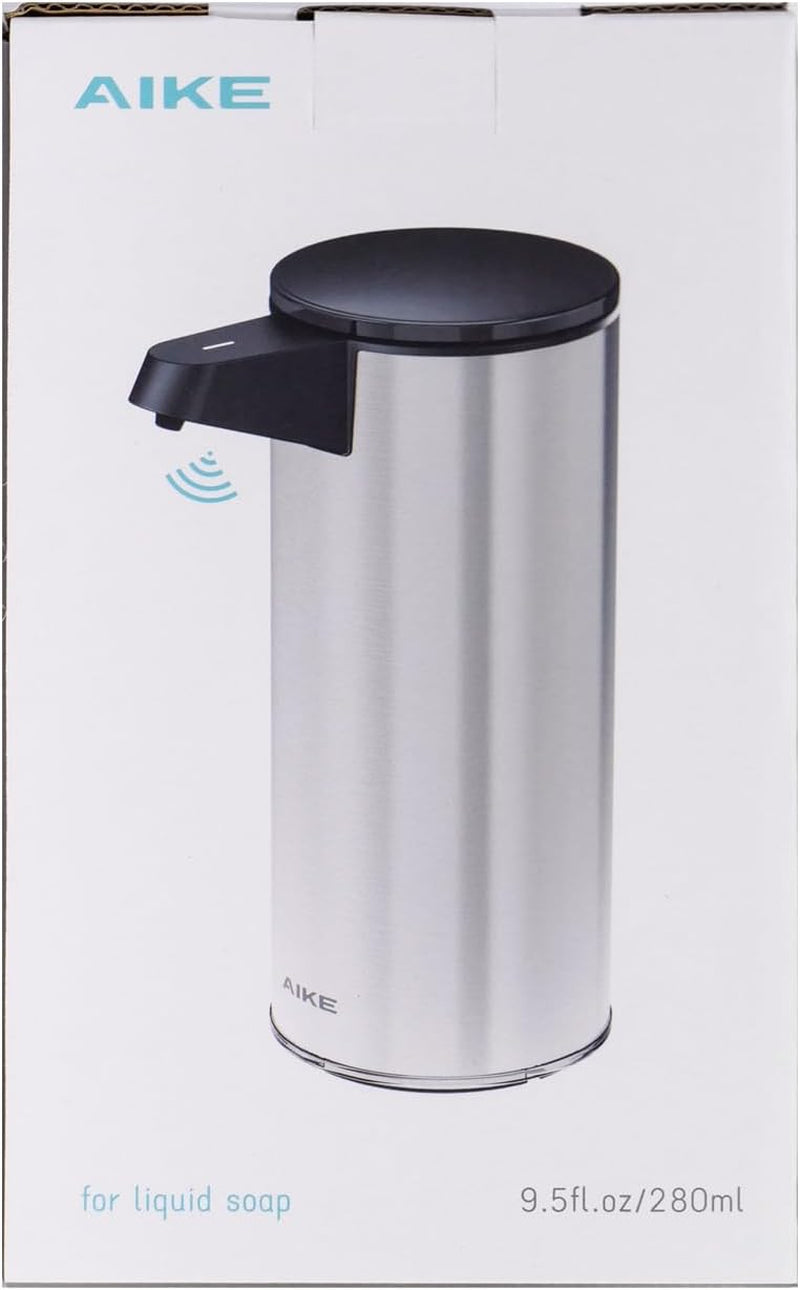 9.5 Oz. Rechargeable Automatic Sensor Liquid Soap Dispenser Pump, Brushed Stainless Steel, Model AK1333