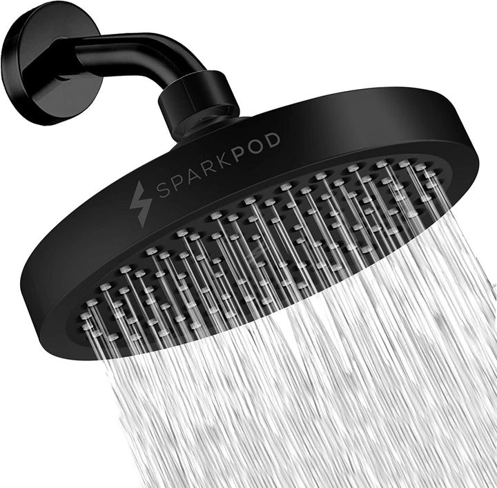 Shower Head - High Pressure Rain - Luxury Modern Look - Tool-Less 1-Min Installation - Adjustable Replacement for Your Bathroom Shower Heads (Midnight Black Matte, 6 Inch Round)