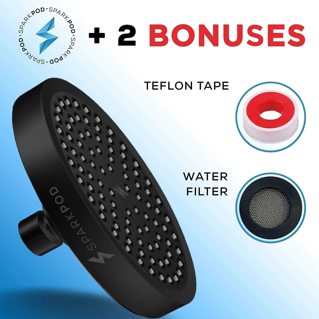 Shower Head - High Pressure Rain - Luxury Modern Look - Tool-Less 1-Min Installation - Adjustable Replacement for Your Bathroom Shower Heads (Midnight Black Matte, 6 Inch Round)