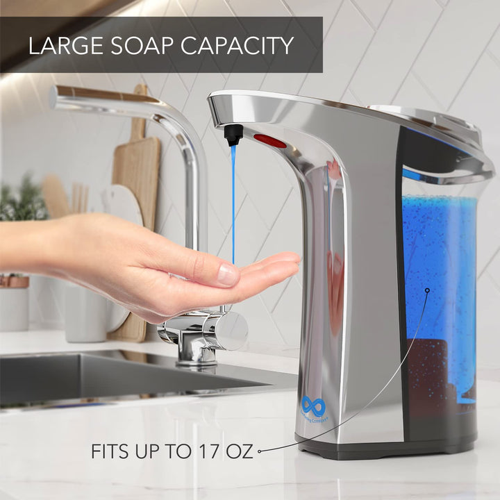 Automatic Soap Dispenser Touchless - No Drip Lotion, Hand Soap, Shower Gel, Dish Soap Dispenser W/Adjustable Output, Motion Sensor - Perfect for Commercial & Household Use (500Ml)
