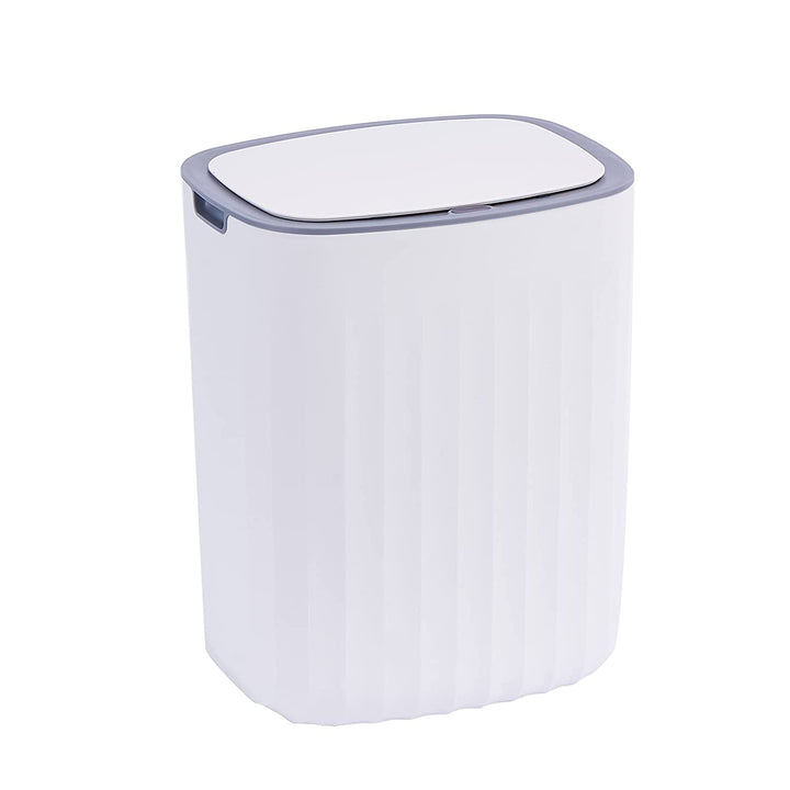 3.5 Gallon Waterproof Motion Sensor Bedroom Trash Can with Lid, Automatic Garbage Bin for Bathroom Living Room Office, Grey, stylish bathroom trash cans, Space-saving bathroom trash containers, waterproof bathroom waste baskets